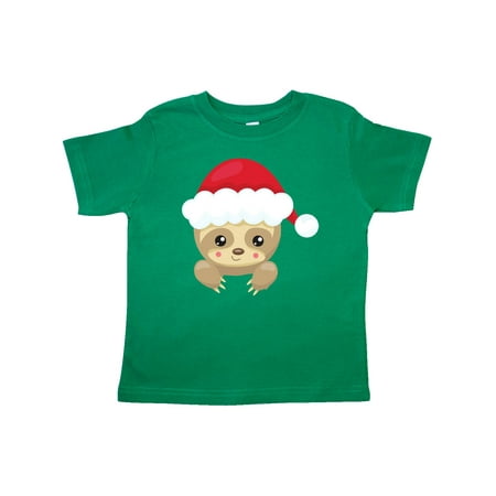 

Inktastic Christmas Sloth Sloth With Santa Hat Cute Sloth Gift Toddler Boy or Toddler Girl T-Shirt