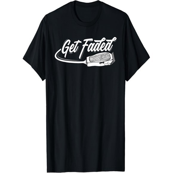 Men's Get Faded Barber Pole Graphic Cotton Black Short Sleeve Casual Tee Printed pattern short-sleeved shirt