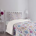 thumbnail image 5 of Ambesonne Pastel Quilted Bedspread Set 2 Pcs, Doodle Botany Garden, Twin Size, Multicolor, 5 of 6