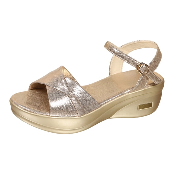 YLYL Wedge Platform Sandals for Women Open Toe Thick Soled Arch Support Fashion Casual Summer Beach Shoes