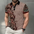 thumbnail image 2 of Tshirts Shirts for Men Floral Printed Casual Short Sleeve Button Up Collared Polo Shirts Breathable Summer Comfortable Slimming Men Shirts A L, 2 of 6
