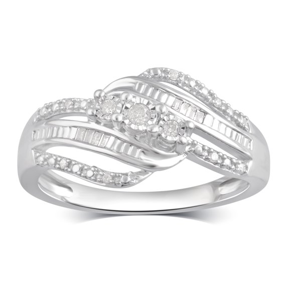 1/10 Carat T.W Diamond Sterling Silver Anniversary Ring. (I-J/I2-I3)