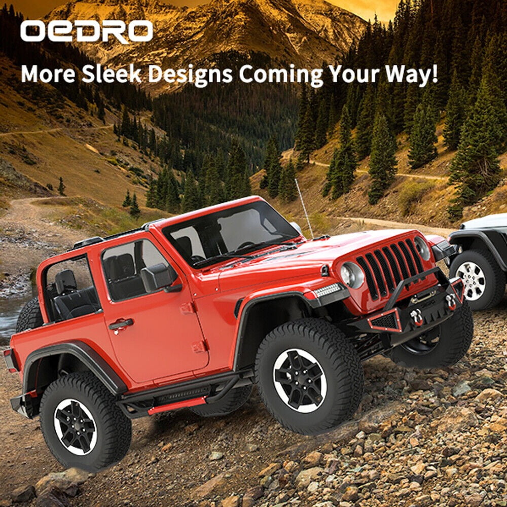 RVNI Side Step for 2007-2018 Jeep Wrangler JK 2 Door, Stainless Steel Nerf Bar Running Board Red Paintable Step Plates