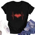 thumbnail image 1 of Grande Vente!! T-Shirts de la Saint-Valentin pour Femmes Mignon Cœur Graphique T-Shirt Cadeaux de la Saint-Valentin Tee Décontracté Cœurs Manches Courtes Hauts Femmes Col Rond Manches Courtes Imprimé Amour T-Shirt Haut Noir TTG, 1 of 3