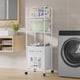 thumbnail image 1 of Estante de Baño de 3 Niveles con Cesto de Ropa, Organizador de Acero Inoxidable Blanco, 130x42x32cm, Estructura de Hierro Impermeable, Estantería Móvil para Artículos de Tocador, 1 of 7