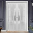 thumbnail image 5 of Solid French Double Doors 60 x 80 inches Frosted Glass 12 Lites | Felicia 3312 Matte White | Single Regural Panel Frame Trims | Bathroom Bedroom Sturdy Doors, 5 of 7