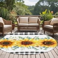 thumbnail image 4 of Round Rug 7Ft Washable Non-Slip, Sunflower Circle Area Rugs for Living Room Bedroom, Yellow Floral Black Plaid Eucalyptus Leaves Indoor Floor Mats Carpet Runner for Home Decor Aesthetic, 4 of 8