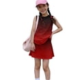 thumbnail image 6 of Summer Outfits for Children Girls Size 7 Cute Preppy Two Piece Outfits Activewear Athletic Tank Top and Y2K Skirts Clothing Sets Wine 12-13 Years, 6 of 6