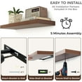 thumbnail image 5 of Floating Shelves for Wall, 36"W x 8"D x 1.5"H, 2 Pack of Long Wall Mounted Engineered Wood Shelves with Invisible Brackets for Living Room, Bedroom, Bathroom, Kitchen Decor and Storage, Walnut, 5 of 14