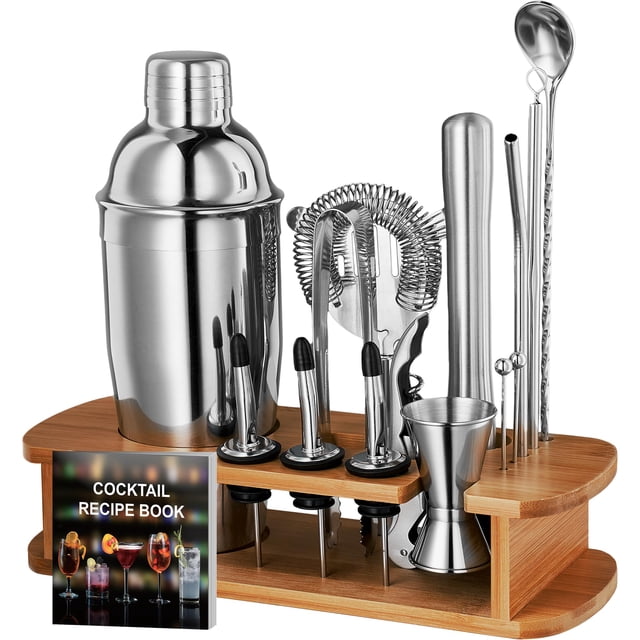 Juego de coctelería FineDine de 17 piezas de acero inoxidable