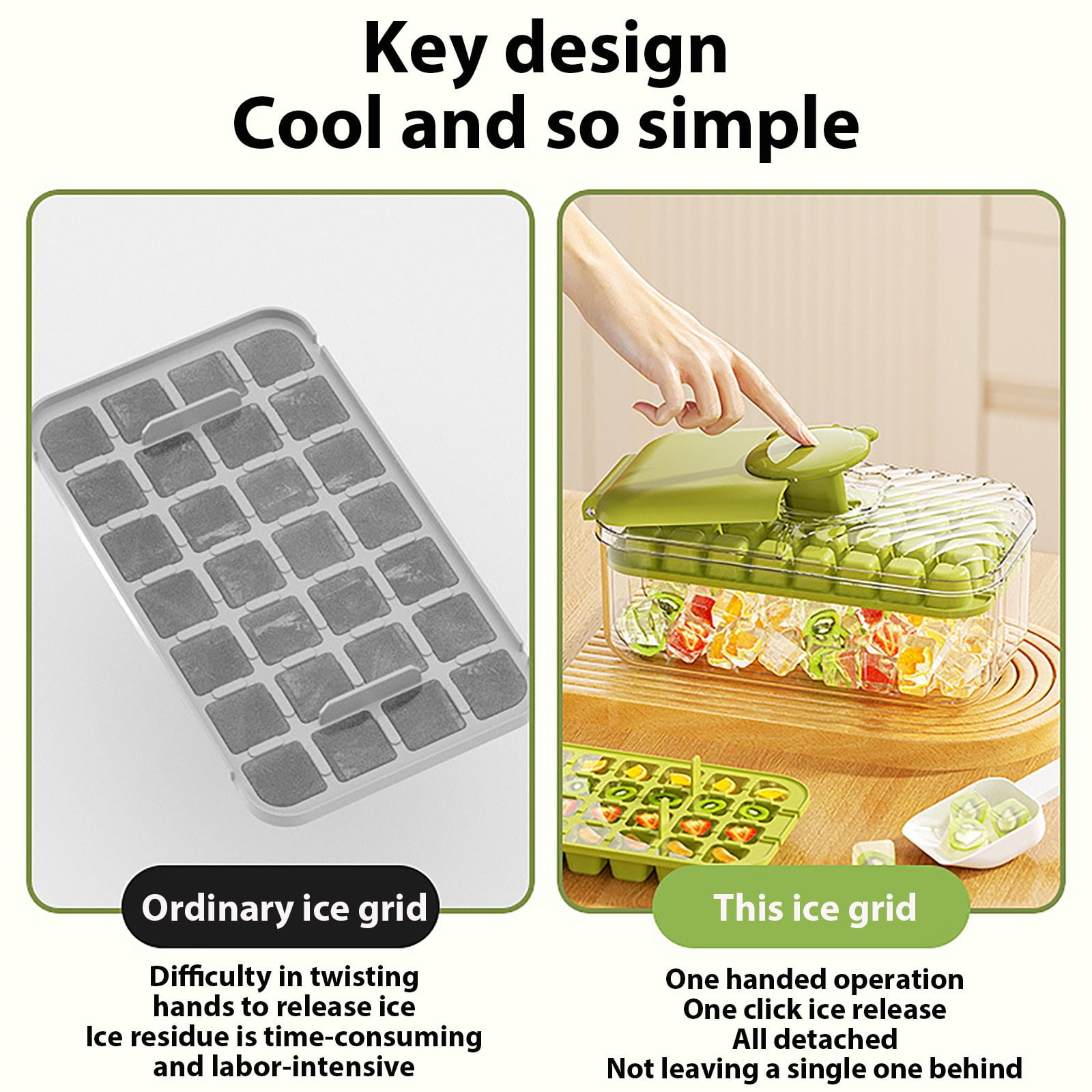Ice Maker Machine with Storage Box and Shovel for Household Use, Food-Grade Large Capacity Press-Type Ice Block Maker