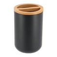 thumbnail image 4 of Black Toothpaste and Toothbrush Holder Padang with Bamboo Top - Chic Bathroom Organizer, 4 of 8