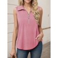 thumbnail image 4 of Weardear Womens Ribbed Tank Top Zipper V Neck Dressy Casual Blouses Sleeveless Camisole Tops Work Polo Shirts, 4 of 5