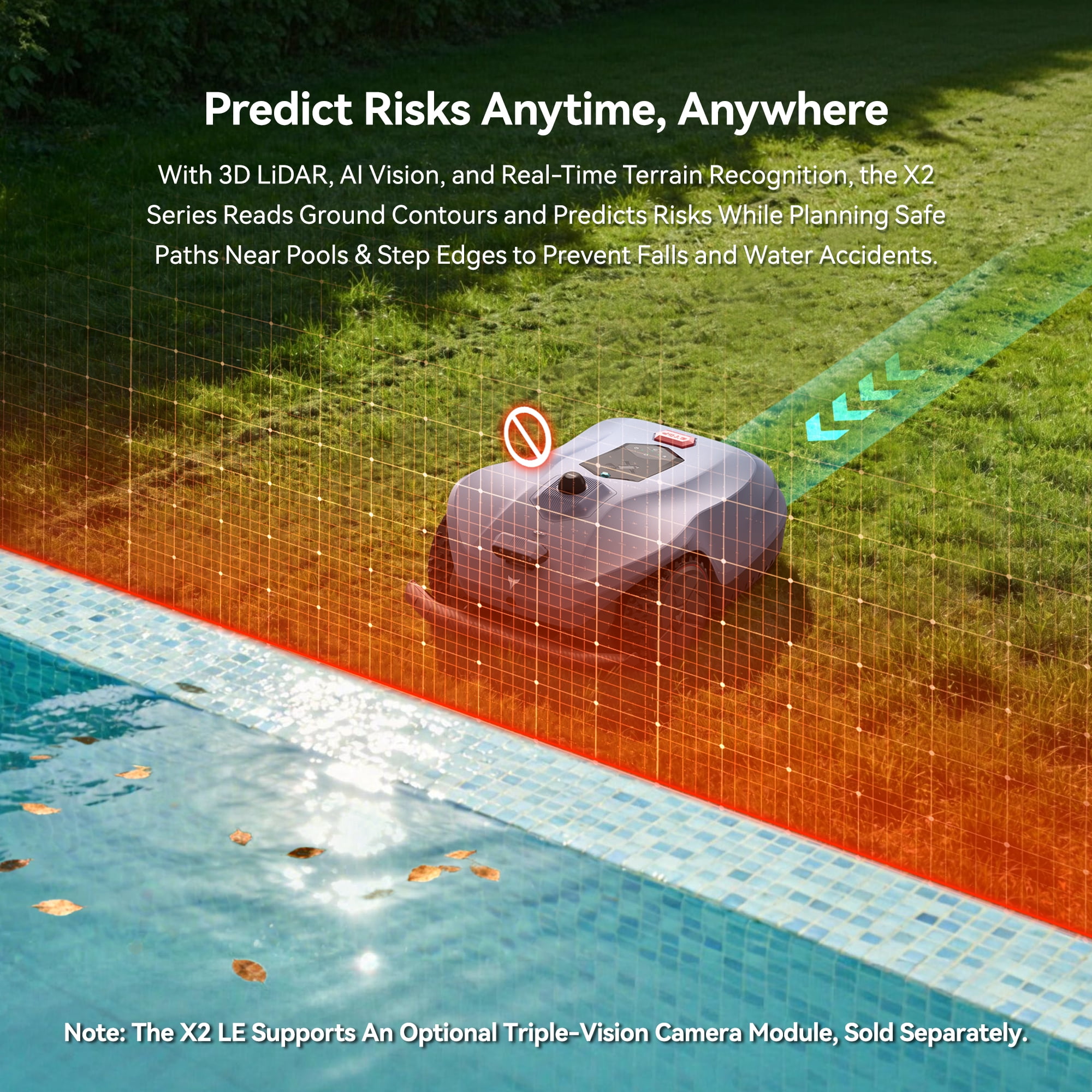 HOOKII Neomow X2 LE 360° 3D LiDAR Robot Lawn Mower, Wire Free for 0.37 Acre, No RTK Antenna, 4G App Control, GPS Anti-Theft, 13Ah, IPX6, Support Upgrade AI Bionic Triple Vision Module for Auto-Mappin