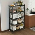 thumbnail image 6 of 3/4/5-Tier  Metal Storage Rack with Wheels - Foldable Space-Saving Shelves, Classic Design for Home Office Garage Organization, Versatile Floor-Standing Rack for Magazines, Books & Accessories, 6 of 11