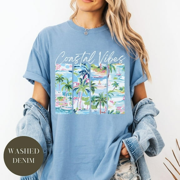 Coastal Vibes Beach Shirt, Salty Summer Tee, Beach TShirt, Florida Shirt, Charleston Vacation Shirt, Beachwear Island Travel