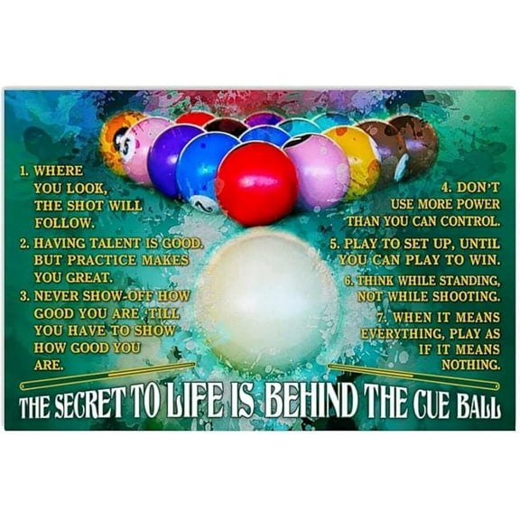 Jigsaw Wooden puzzle 300 pieces Metal Tin Retro Sign Billiard The Secret to Life is Behind The Cue Ball Vintage Wall Poster Metal Plaque Gaming Playroom Wall Art Home Room Decor 12x8 inch