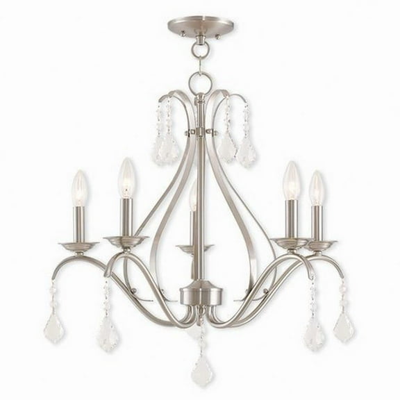 Traditional French Country Five Light Chandelier-Brushed Nickel Finish Bailey Street Home 218-Bel-2120554