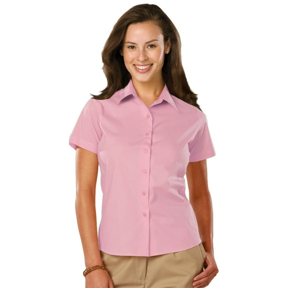 BlueGeneration Ladies Easy Care Stretch Ss Poplin - Pink 3 Extra Large Solid