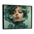 thumbnail image 2 of Designart "Woman Portrait with Blooming Flowers in Green and Beige" Fashion Framed Wall Art - Glam Green Fashion Woman Bedroom Framed Canvas Wall Art, 2 of 6