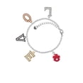 thumbnail image 2 of Delight Jewelry Silvertone 3-D Frosted Red Resin Ornament with Crystals Multi-Colored Crystal Love Charm Bracelet, 2 of 5