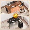thumbnail image 2 of 55 Inch L-Shaped Desk with Fabric Drawers, Reversible Home Office & Gaming Desk with Power Outlets, and Adjustable Storage Shelves, 2 of 9