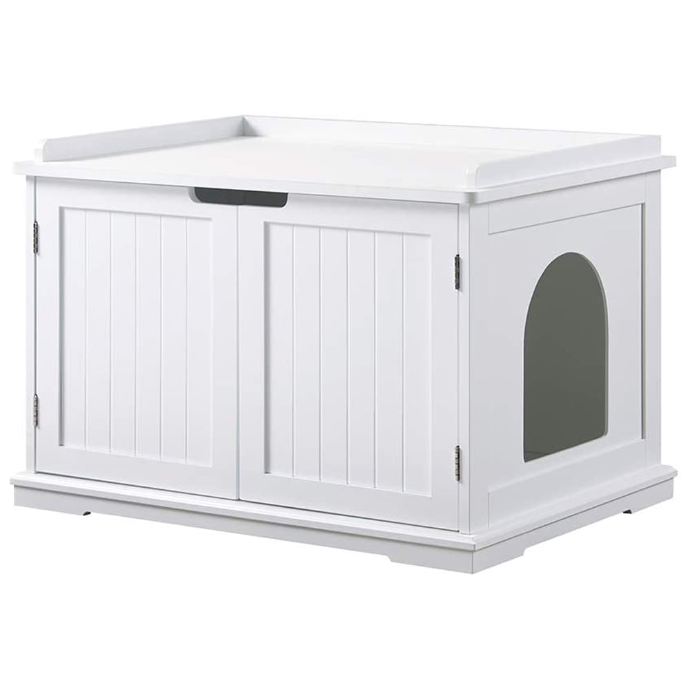 Unipaws Designer Cat Litter Box Furniture, Covered, White