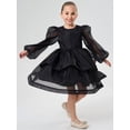 thumbnail image 6 of 2Bunnies Girls' 2T-10yr Organza Long Sleeve Tiered Babydoll Skater Princess Flower Girl Dress, 6 of 7
