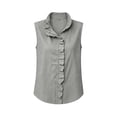 thumbnail image 6 of Feancey Sleeveless Work Shirts for Women Ruffled Trim Stand Collar Summer Tank Tops Lightweight Loose Fit Casual Blouses Dressy Trendy Going Out Tank Top Black S, 6 of 7