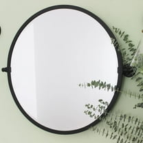 TEHOME Matt Black Metal Frame Round Tilting Bathroom Mirror 26x3x26''