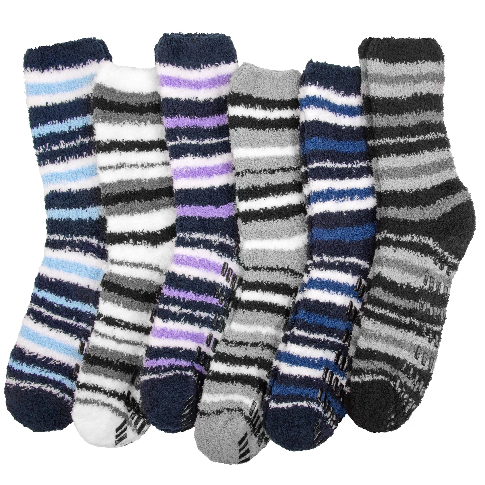 KOITHOT 6 Pack Men Fuzzy Socks Warm Winter Soft Fluffy Cozy Slipper Fleece Socks for Men