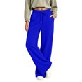 thumbnail image 2 of Women's Soft Extra Wide Leg Pants with Pockets Drawstring High Waist Pull-On Casual Sweatpants Baggy Comfy Athletic Joggers Royal Blue S, 2 of 7