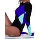 thumbnail image 4 of Traje de baño de una pieza KAIYANG con cremallera frontal estampado de playa verano azul tamaño pequeño XXL, 4 of 5