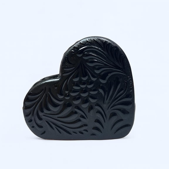 Handmade Black Heart Shaped Flower Vase,2.75"W x 4.5"H x 4.4"D
