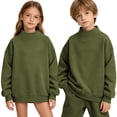 thumbnail image 2 of fatyb Girls Boys Mock Neck Sweatshirt Long Sleeve Thick Warm Pullover Solid Color Kids Comfortable Tops, 2 of 7