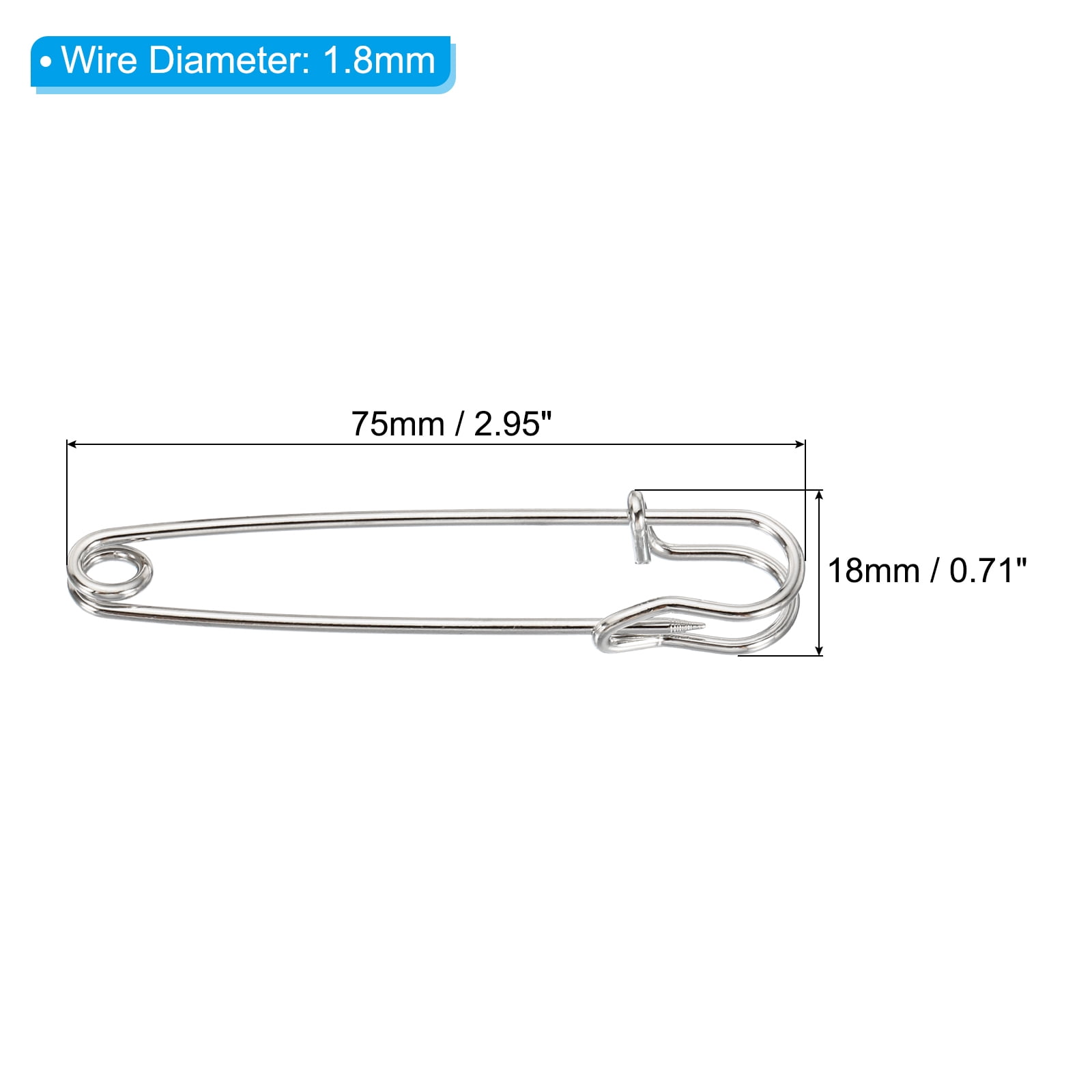 Unique Bargains Durable and Versatile Safety Pins Sewing Pins Silver Tone 2.95 Inch