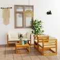 thumbnail image 1 of vidaXL 5 Piece Garden Lounge Set with Cushion Cream Solid Acacia Wood, 1 of 5