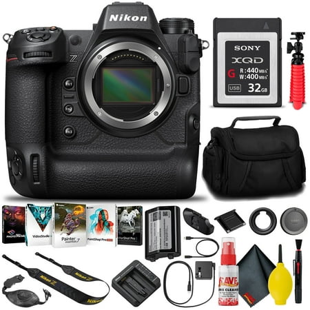 Nikon Z9 FX-Format Mirrorless Camera (Body Only) (1669) (Intl Model) + 32GB XQD Memory Card + Editing Software + Camera Bag + 12" Tripod + Cleaning Kit + Much More