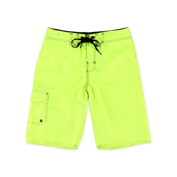 Hang Ten Bañador de neón para hombre, color amarillo, 28 Hang