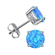 Clearance Deals Rings for Women Opal Stud Earrings Sterling Silver Fire Opal 925 Jewelry Round Opal Earrings