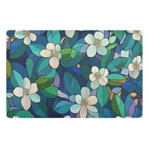 Blue and Green Floral Floor Door Mat Outdoor Indoor for Home Entrance Welcome Mats 32"x20"