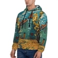 thumbnail image 3 of Rateoe Impressionist Village Sky Pattern Mens Hoodie, Pullover Hooded Sweatshirt, Kangaroo Pocket Hoodie Ideal for Daily Wear, Travel and Home-X-Large, 3 of 7