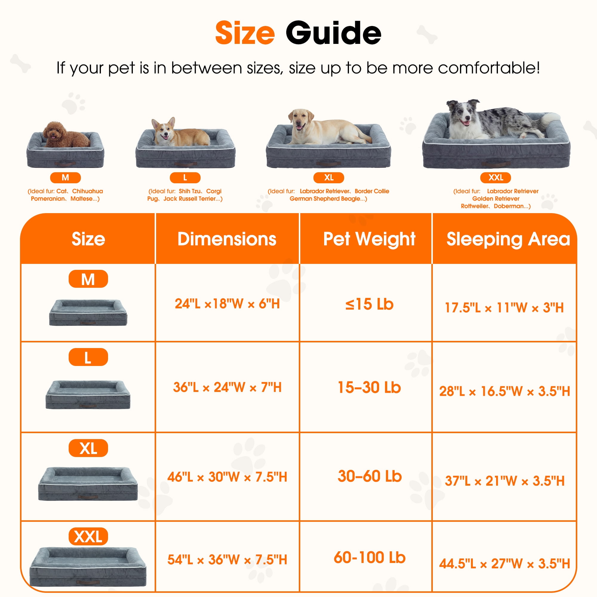 Extra Large Orthopedic Dog Bed Waterproof Pet Sofa Bed Four-Sided Bolster Cushion with Removable Washable Cover for Big Dogs Gray