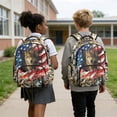 thumbnail image 4 of SEANATIVE Kids School Backpack Boys Girls Book Bag Large Capacity Lightweight School Bag with Adjustable Straps Multi Pockets Toddler Backpack, Wolf Camo Hunting Forest American Flag, 4 of 7