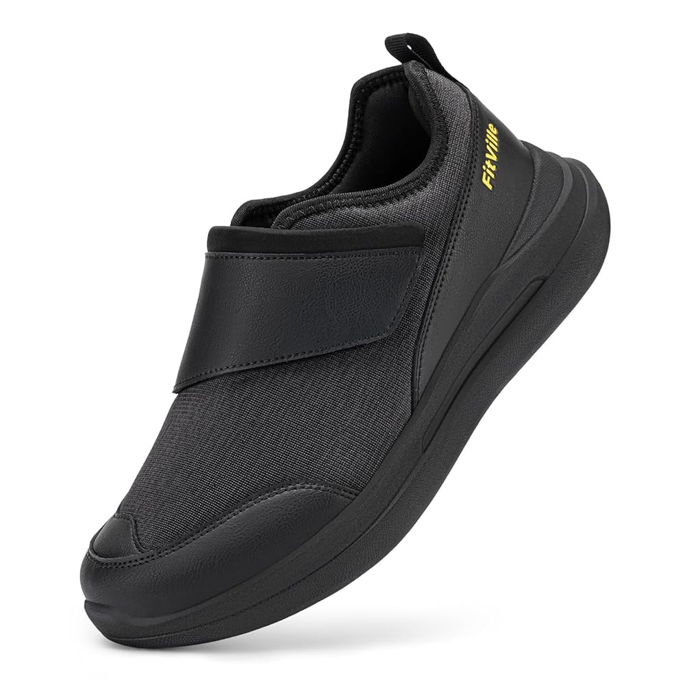 FitVille Men's Wide Toe Box Walking Shoes Arch Support Cushioned Breathable Diabetic Shoes for Men