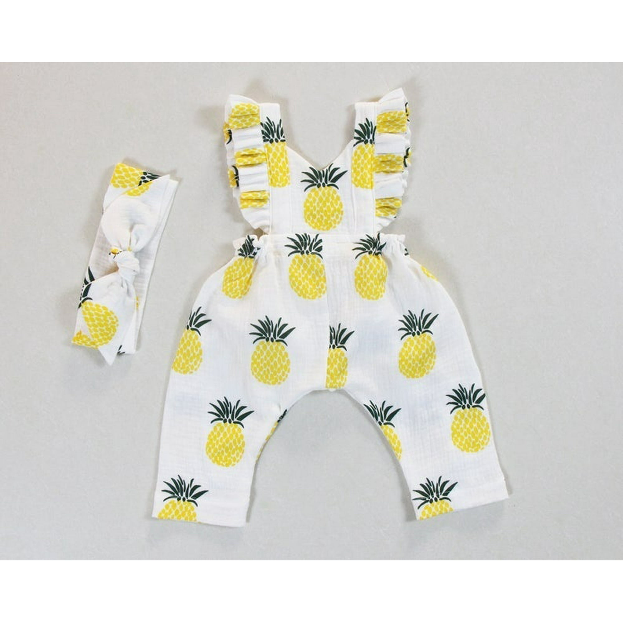 Newborn Infant Baby Girl Pineapple Clothes Ruffle Sleeve Romper Jumpsuit Outfit