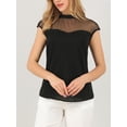 thumbnail image 5 of MODA NOVA Junior's Lace Panel Round Neck Keyhole Sleeveless Blouse Black L, 5 of 5