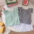 thumbnail image 7 of Xyant Toddler Baby Girl Summer Clothes Ruffle Sleeve Tops Plaid Linen Shorts Spring Infant Girl Outfits Sets (Black,3-4 Years), 7 of 7
