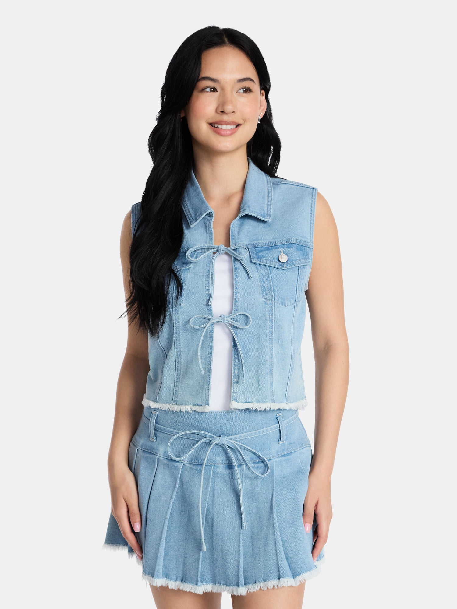 Madden NYC Women’s Tie Front Denim Vest, Sizes XXS-XXL