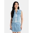 thumbnail image 2 of Madden NYC Women’s Tie Front Denim Vest, Sizes XXS-XXL, 2 of 6